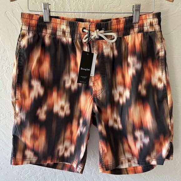 BARNEY COOLS | Mens Amphibious Swim Short $99 NEW Size 32 Floral Blur 8" Unlined - Picture 1 of 10